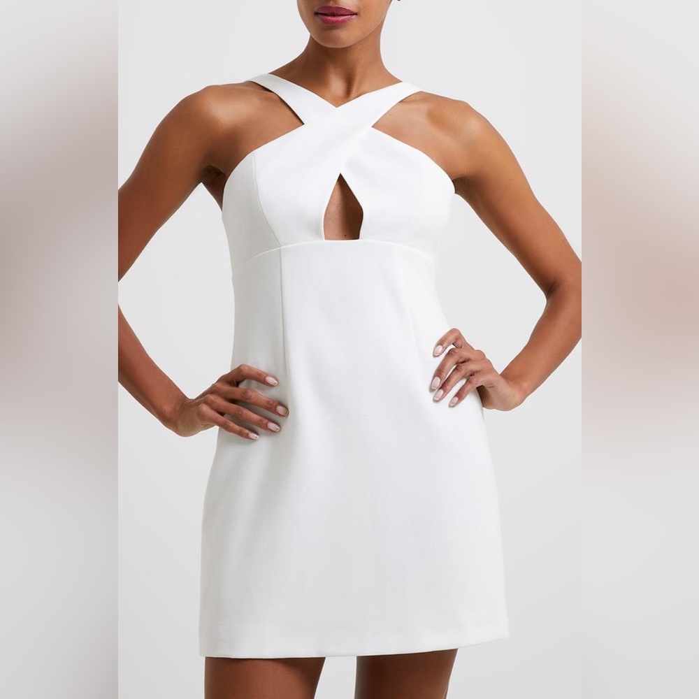 WHISPER RUTH CROSSOVER NECK MINI DRESS